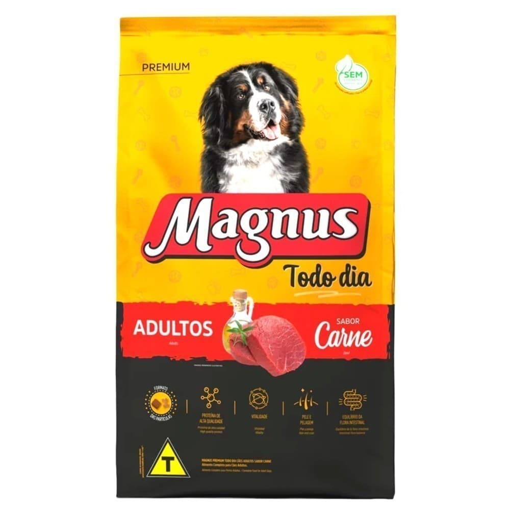 Magnus Todo dia Premium 25kg Ração Para Cachorro  Adultos Médio e Grande Porte Sabor Carne