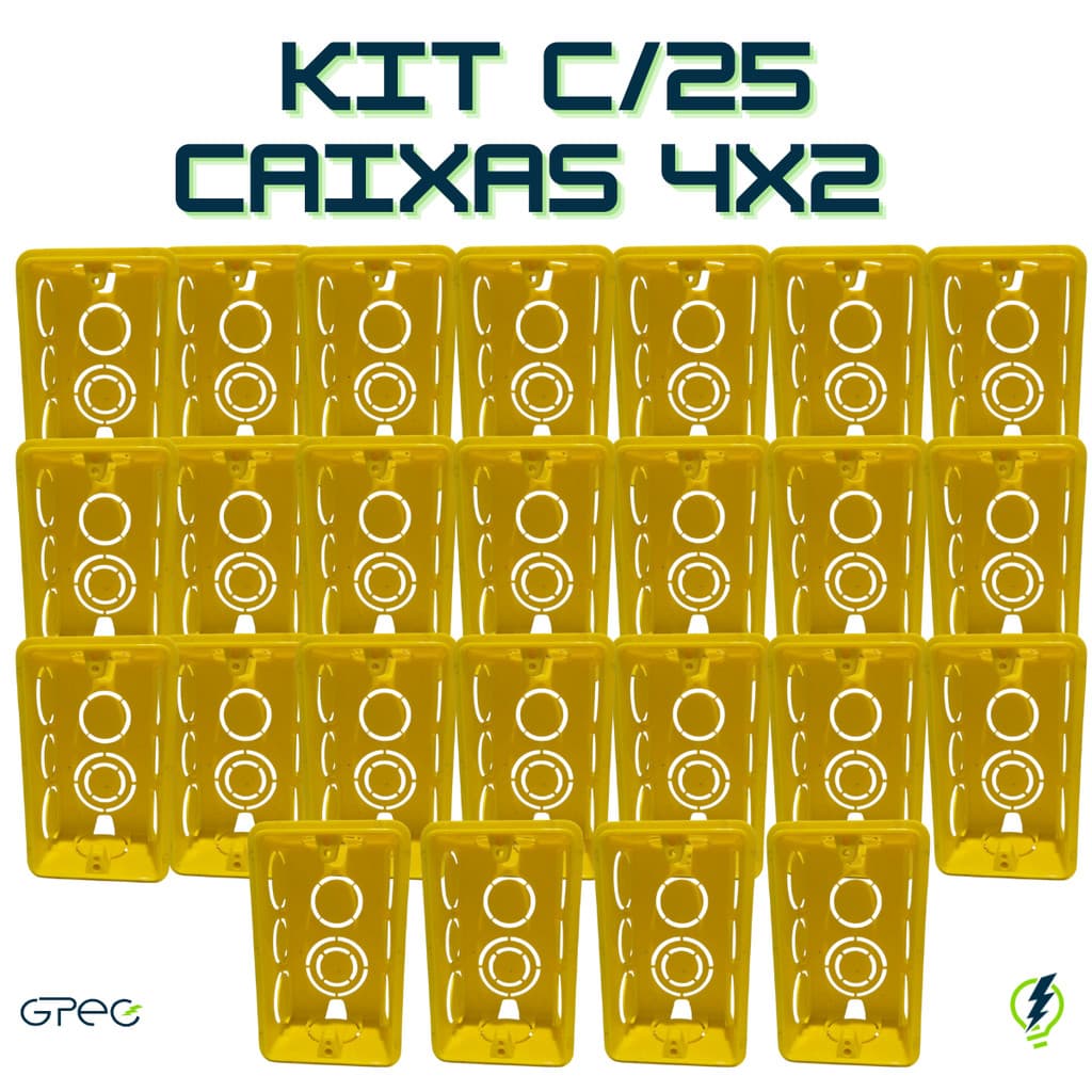 Kit 25 Caixa De Luz 4x2 Embutir Parede Tramontina Amarelo