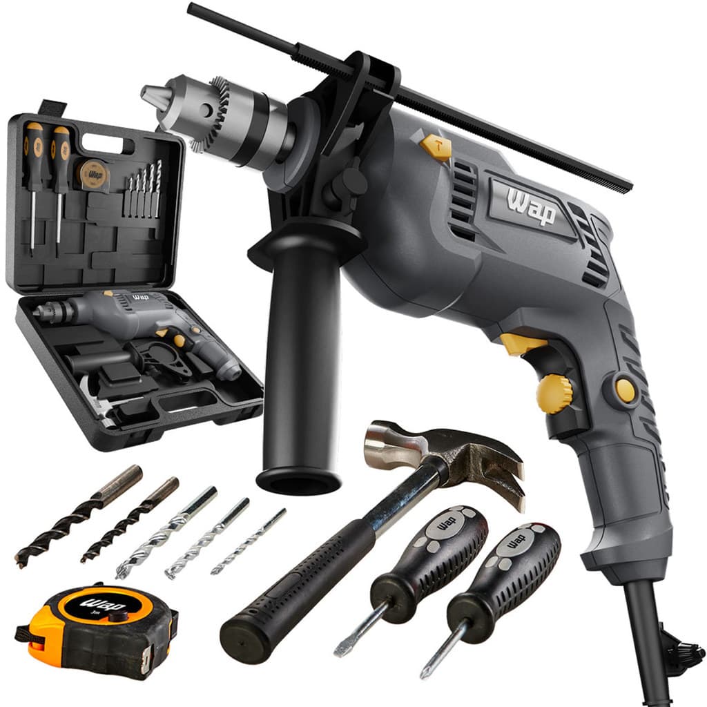 Parafusadeira e Furadeira de Impacto WF 700K10 Mandril de 3/8" WAP Potência de 700W + Maleta