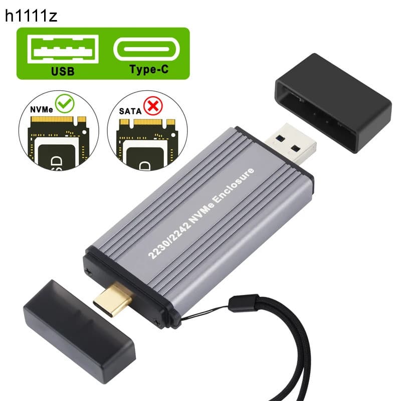 Caixa NVME Adaptador SSD M2 Caixa Externa NVME NVME M/M+B Key para USB 3.1 TYPE-A + TYPE C 10Gbps Suporta SSD M.2 2230 2