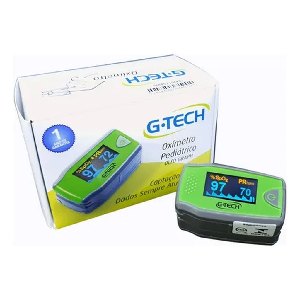 Oxímetro Pediátrico De Dedo GTech Colorido Infantil Com Visor Oled E Resultado Extremamente Rápido
