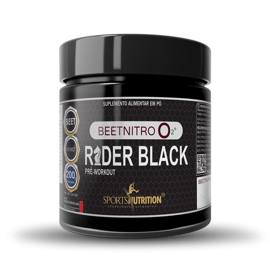Rider Black Pré-Treino Sports Nutrition 200 g Frutas Vermelhas – Suplemento em Pó
