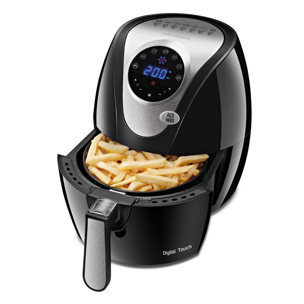 Fritadeira Sem Óleo Air Fryer Digital Mondial Preto e Inox 1500W AF-26
