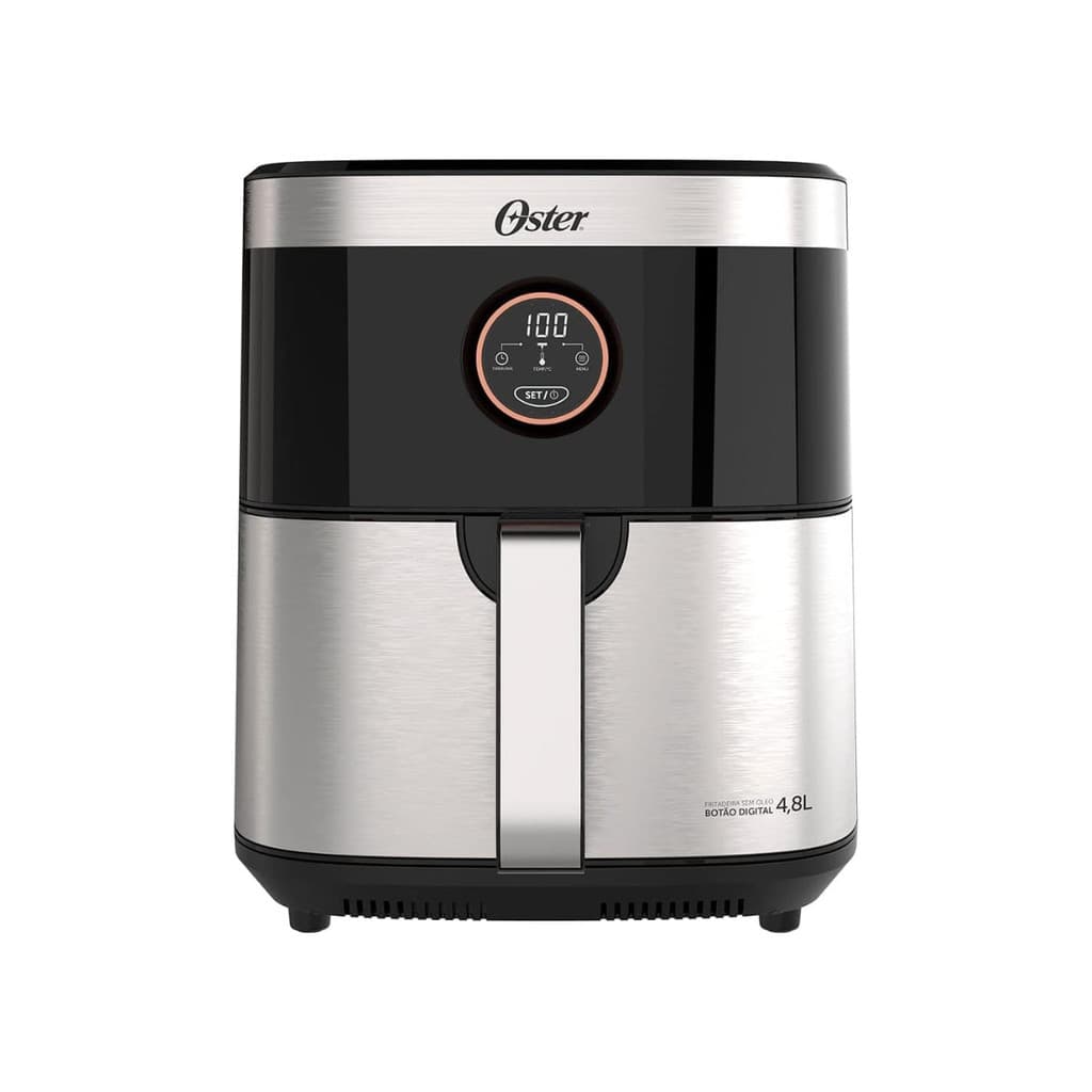 Fritadeira Elétrica Sem Óleo Oster 2 Em 1 Black Inox, 1500W, 4,8L - 220v