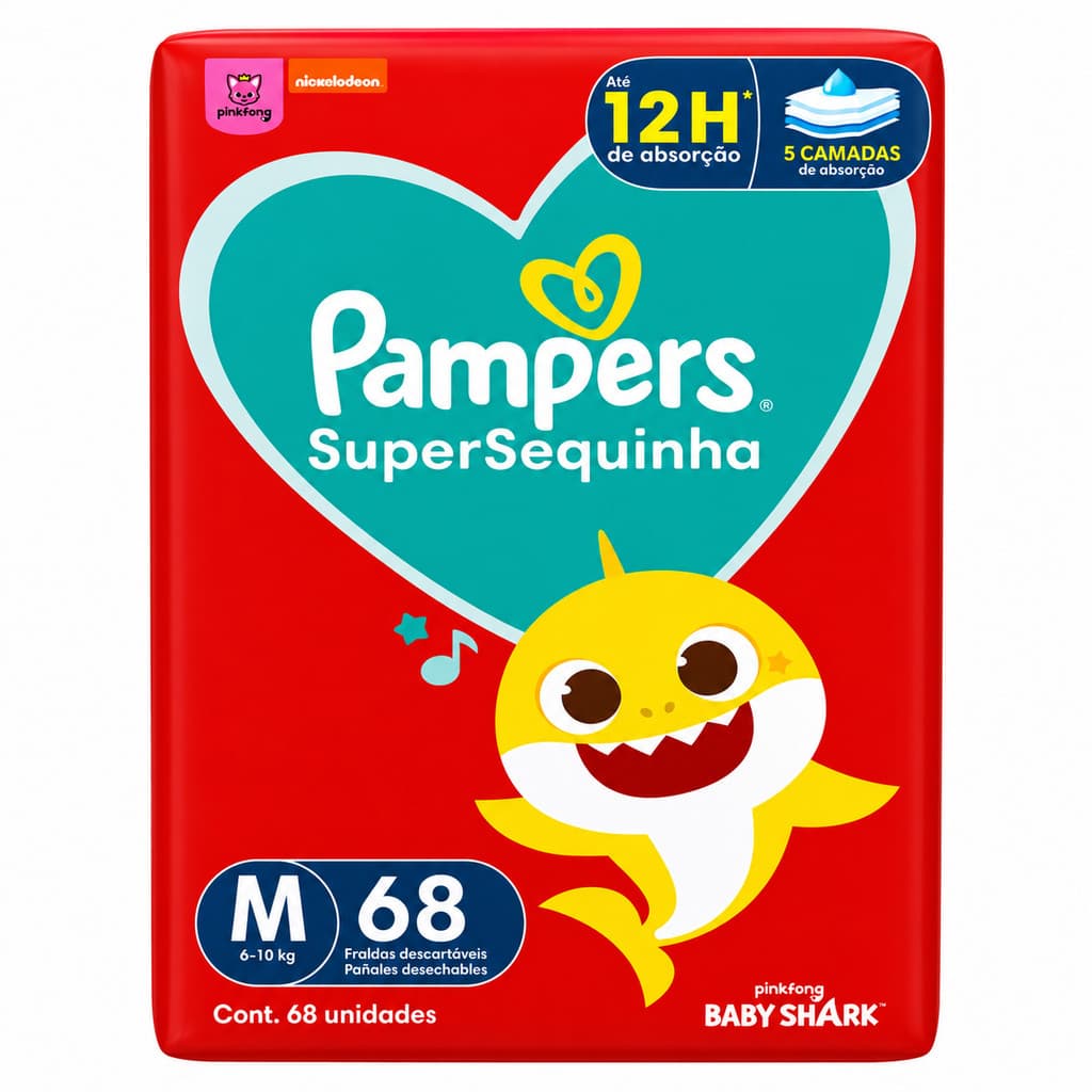 FRALDA PAMPERS SUPERSEQUINHA SHARK M C/ 68 + ENVIO RÁPIDO