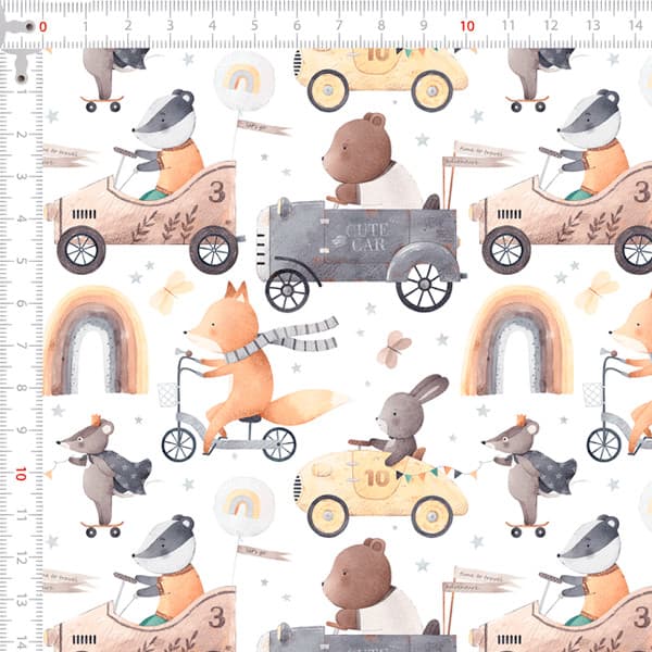 Tecido Tricoline Digital Corrida Cute  Patchwork Costura Ateliê Pano DIY Artesanato