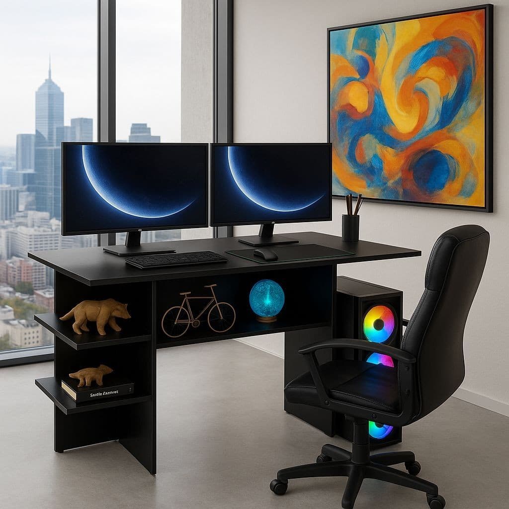 QUEIMA DE ESTOQUE - Mesa Gamer Escrivaninha  Multiuso p/ Notebook e Quarto - Cor Preto
