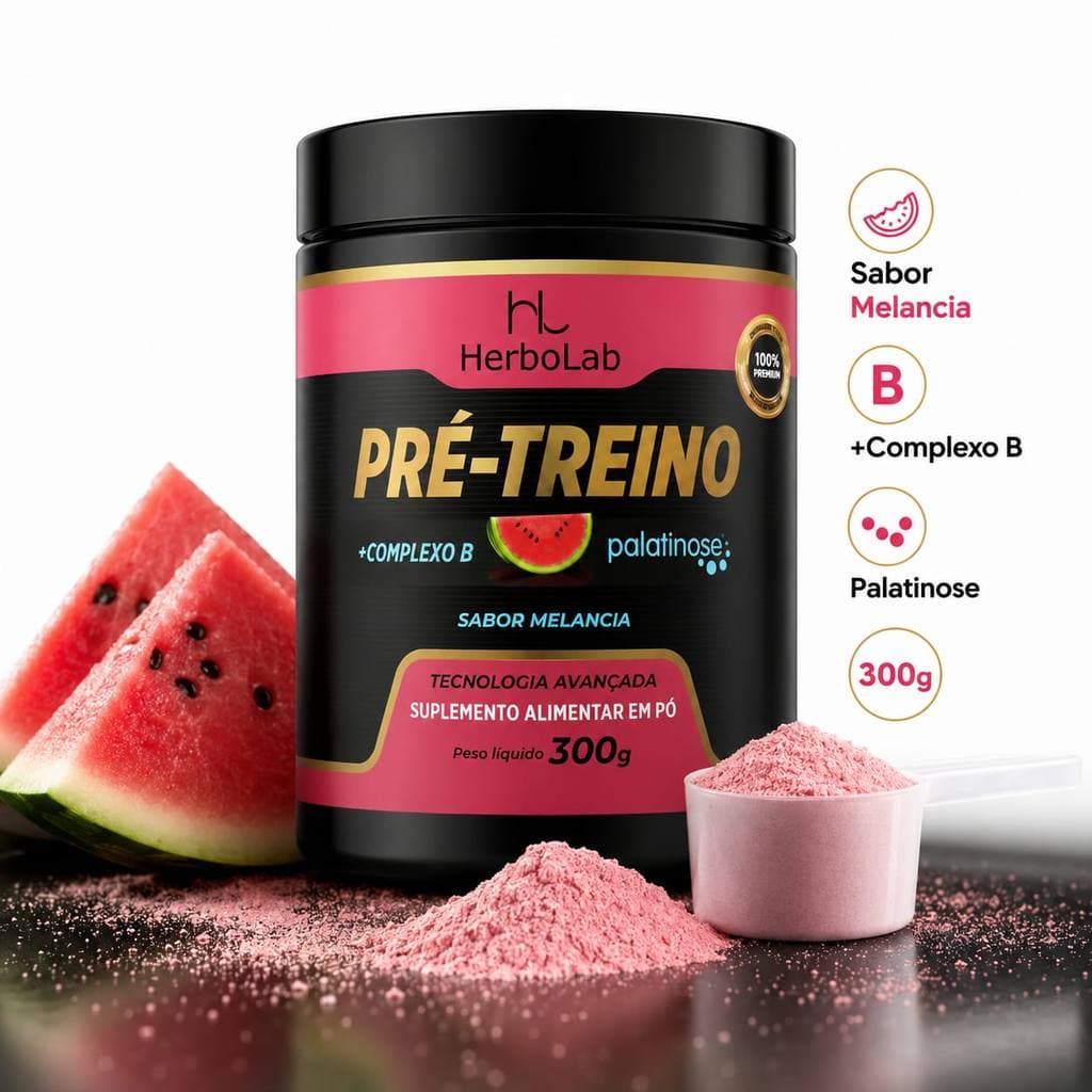 Pré-Treino HerboLab Sabor Melancia 300g Suplemento alimentar em Pó