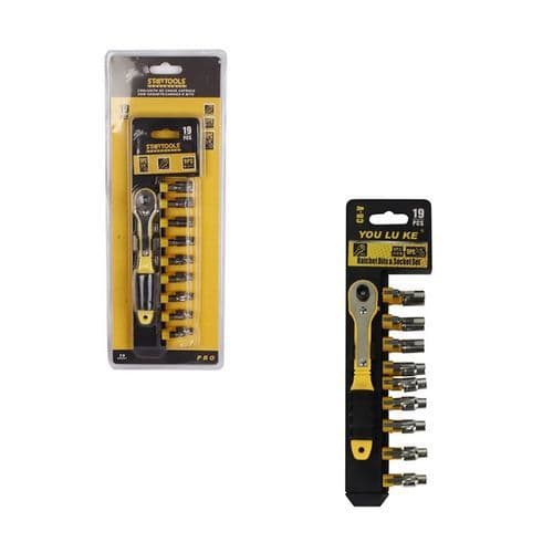 Kit Ferramentas Completo 19 Pecas Chave Catraca Soquete Canhao Bits Versatil
