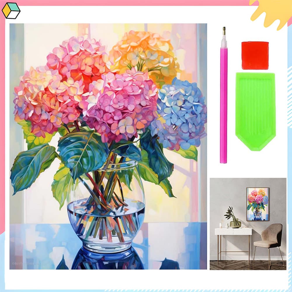 Flores coloridas, 30 x 40 cm, Kit de Pintura Diamante 5D DIY para Adultos, Conjunto Completo de Arte Diamante Quadrada