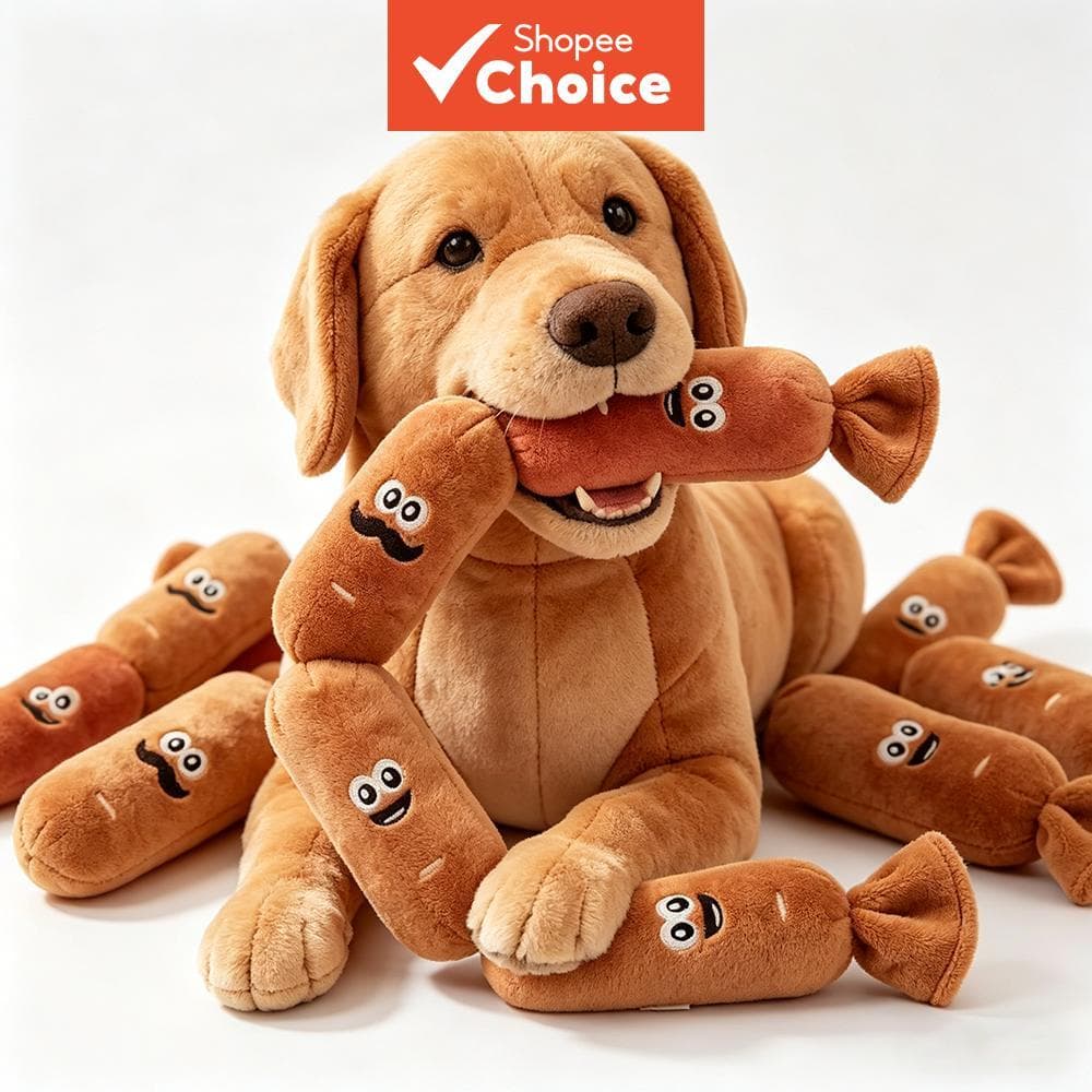 Brinquedo de Salsicha Durável com Som para Cachorro, Grande, de Mastigar, com Bolsa de Ar, Interativo, para Limpeza dos