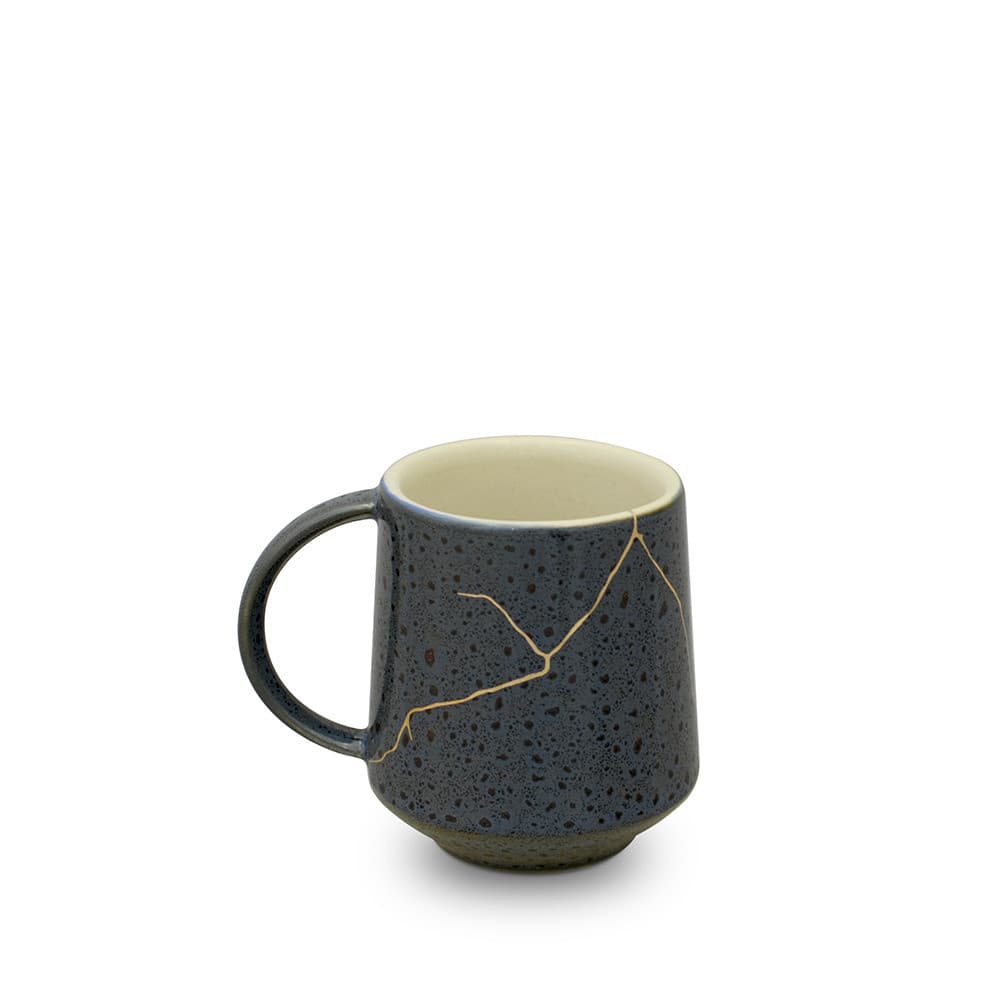 Caneca De Cerâmica Ceraflame Gourmet Brisa Ouro 250ml  Azul Orgânico