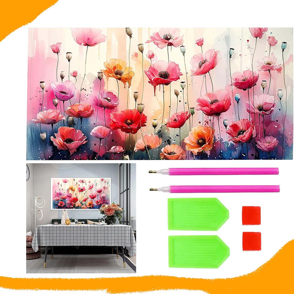 Flores rosa, diamantes quadrados, pintura com diamantes 5D DIY, kit inicial para pintura com diamantes, 70 x 40 cm