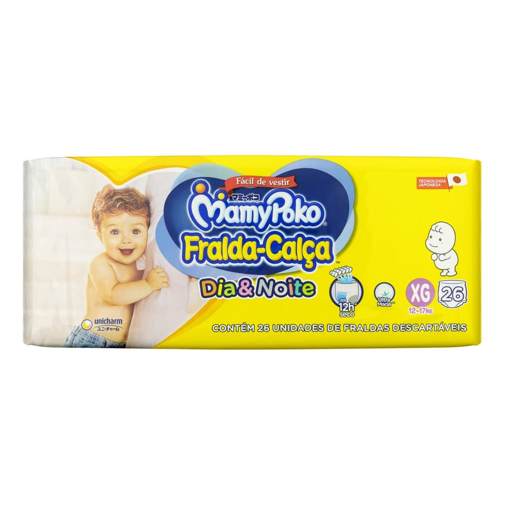 Fraldas Mamypoko Dia&noite Calça XG 26Uni