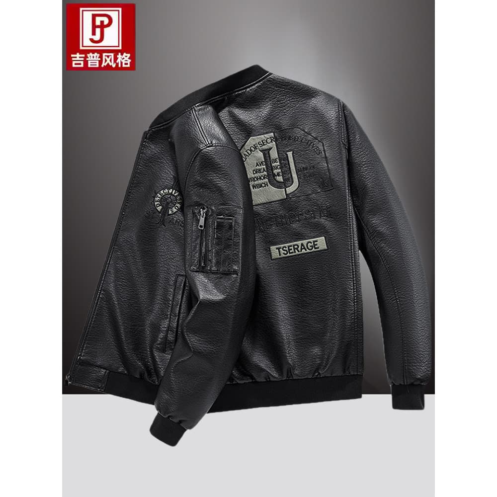 Haining jaqueta de couro masculina primavera outono jaqueta de couro jaqueta de couro gordura roupas de motocicleta forr