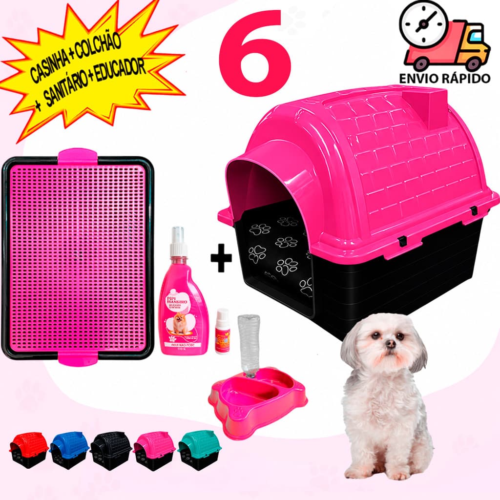 Casa Casinha N6 de Cachorro Grande + Caminha Pet Sanitário Higiênico Educador Xixi Sim Não