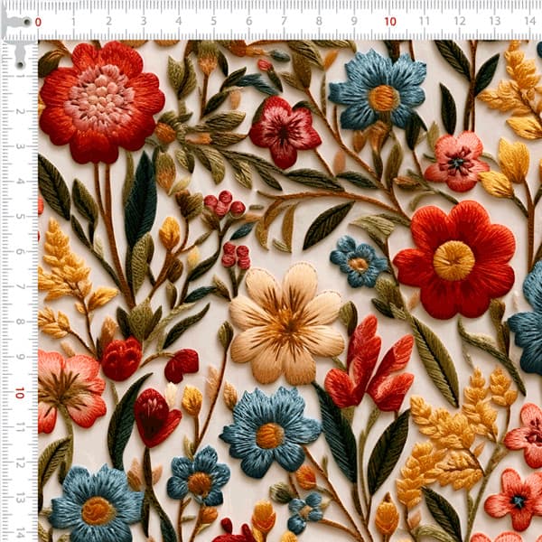 Tecido Sarja Impermeavel 3D Flores Silvestres Patchwork Costura Artesanato Quilting Porta Regua Estojo