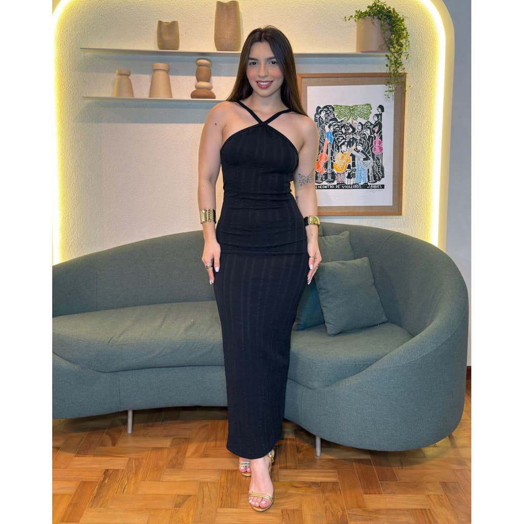 Vestido Ribaninha Premium Confortável 36 Ao 42 Com Fenda Talia