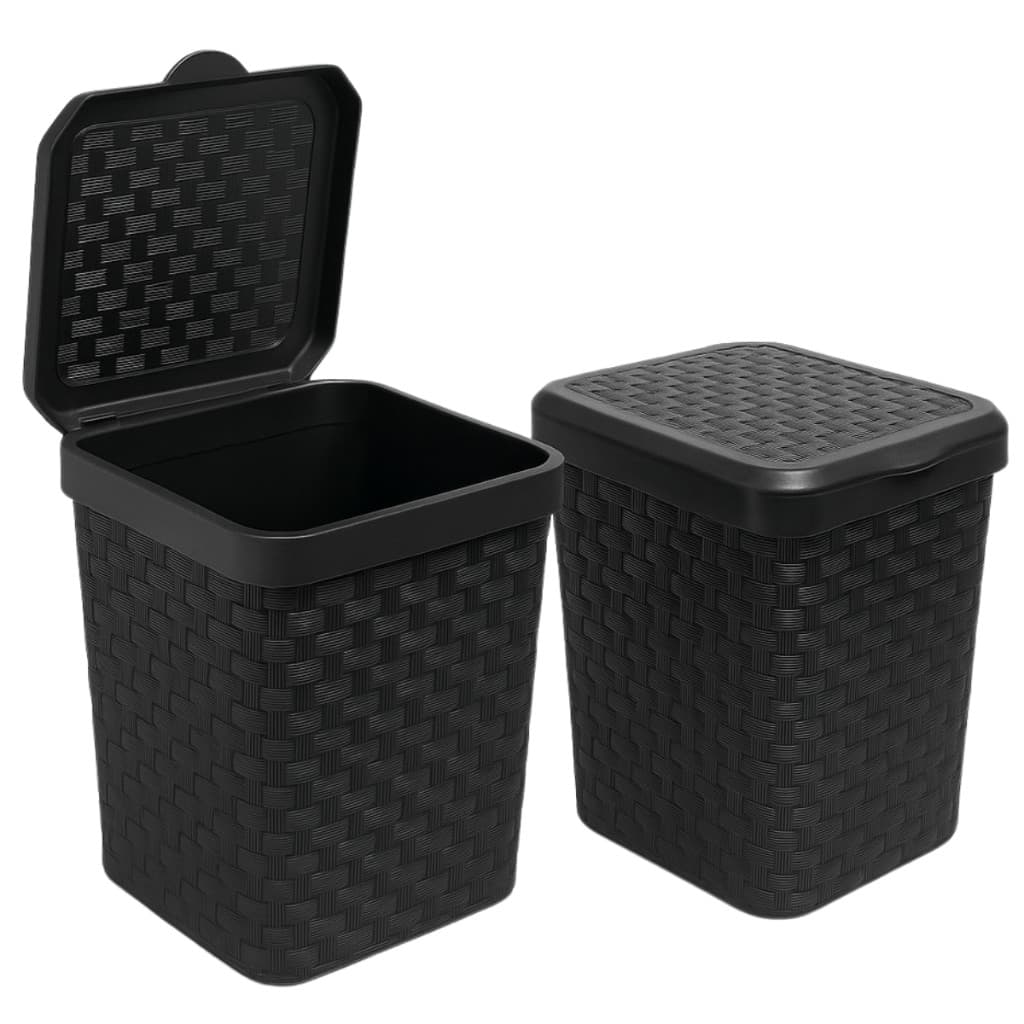 Kit Até 2 Lixeiras Cesto 05 Litros Rattan Arqplast Com Tampa Móvel Lixeira Cozinha Lixeira Banheiro Chique Escritório