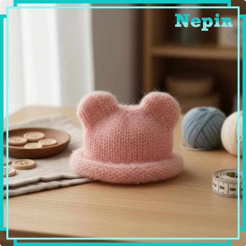 [Nepin] Chapéu De Boneca Com Orelha De Urso De Malha , Boné Macio De Lã Para Bonecas Articuladas Esféricas OB11 , Acessó
