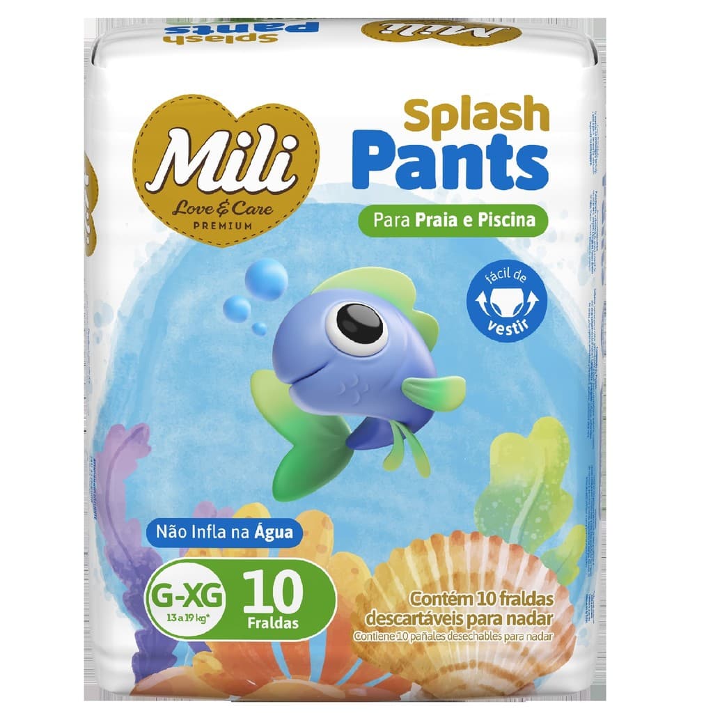 Fralda Splash Pants P Praia E Piscina G-XG 10 Un - Mili