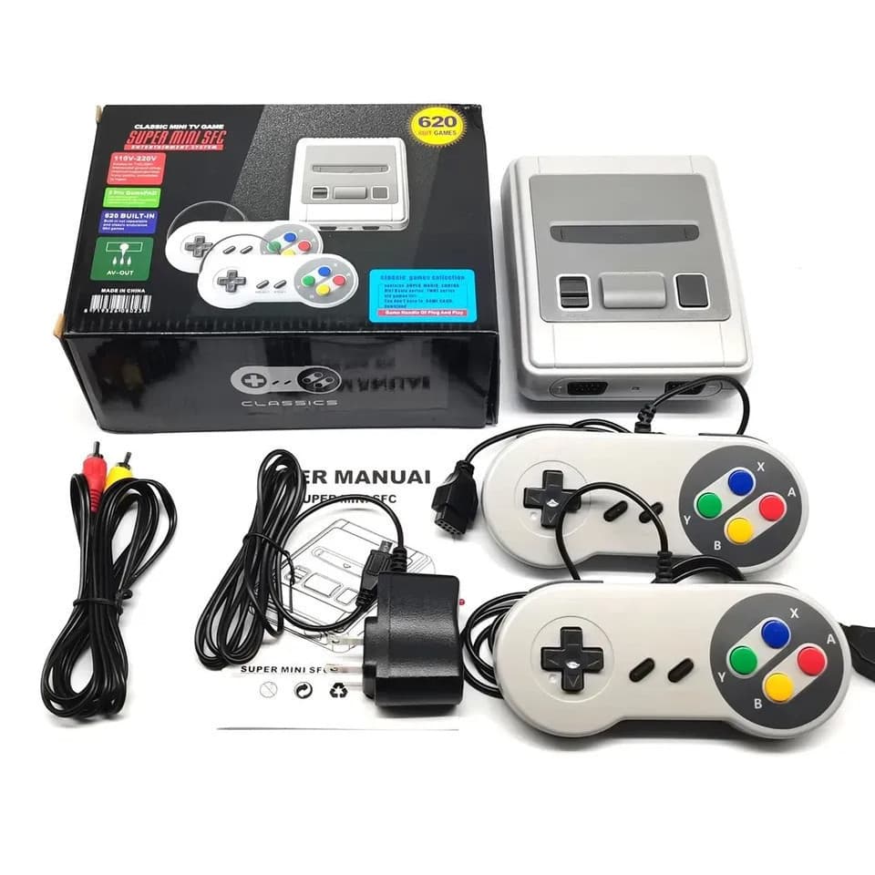 Video Game 620 Jogos Clássicos SNES Com 2 Controles Super Mini Jogos Retro 8 Bits MM