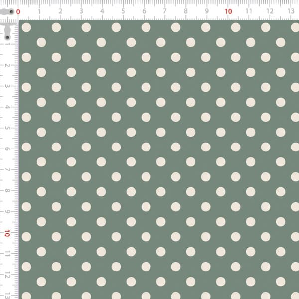 Tecido Tricoline Estampado Poá Médio Branco Fundo Cinza Esverdeado Patchwork Pano Artesanato