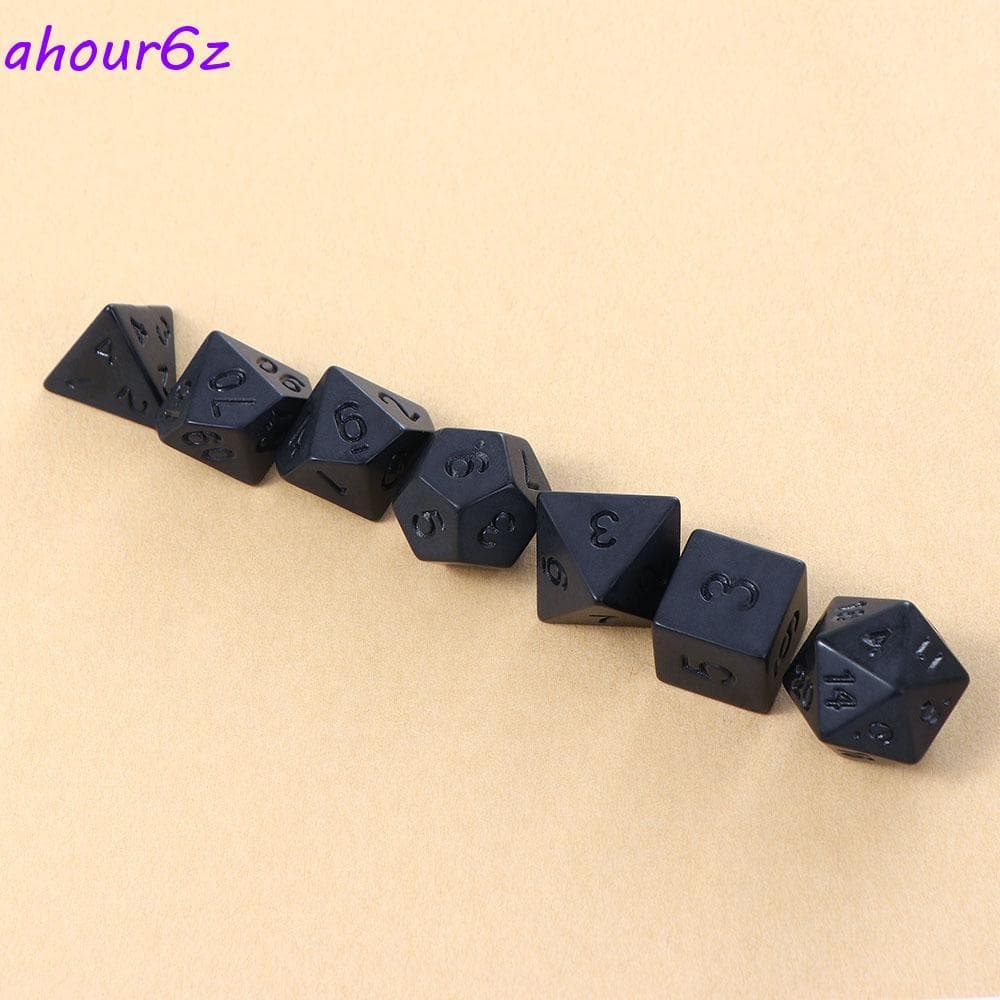 AHOURZ Preto RPG Dice Set 7 Pçs/Durável Jogo Brinquedos Jogos De Tabuleiro De Família Personalidade Brinquedo Educaciona