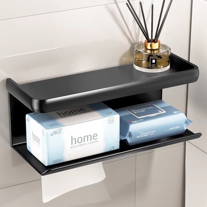 [Novo produto] caixa de tecido higiênico prateleira de parede suporte de papel higiênico sem perfuração suporte de papel
