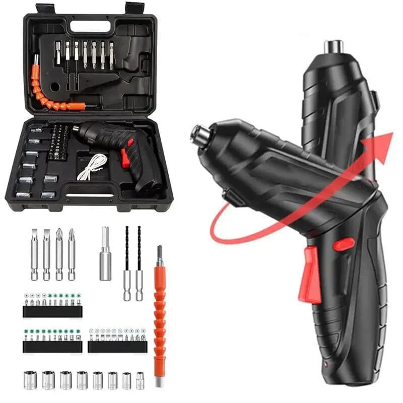 Kit Parafusadeira Elétrica/furadeira 48 Pçs Furadeira Portátil Com Bateria Sem Fio Recarregável USB Com Maleta Completa