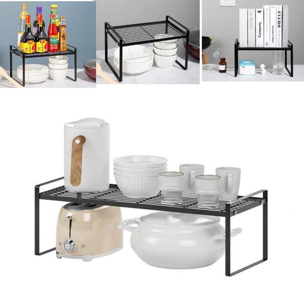 ORGANIZADOR DE ARMARIO ESTANTE MULTIUSO SUPORTE PRATELEIRA METAL COZINHA BANHEIRO ESCRITORIO PRETO