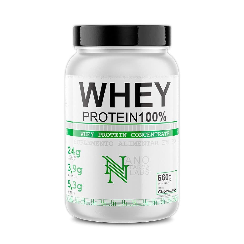 Whey Protein 100% - 660gr - Sabor: Chocolate -  Nano Farma