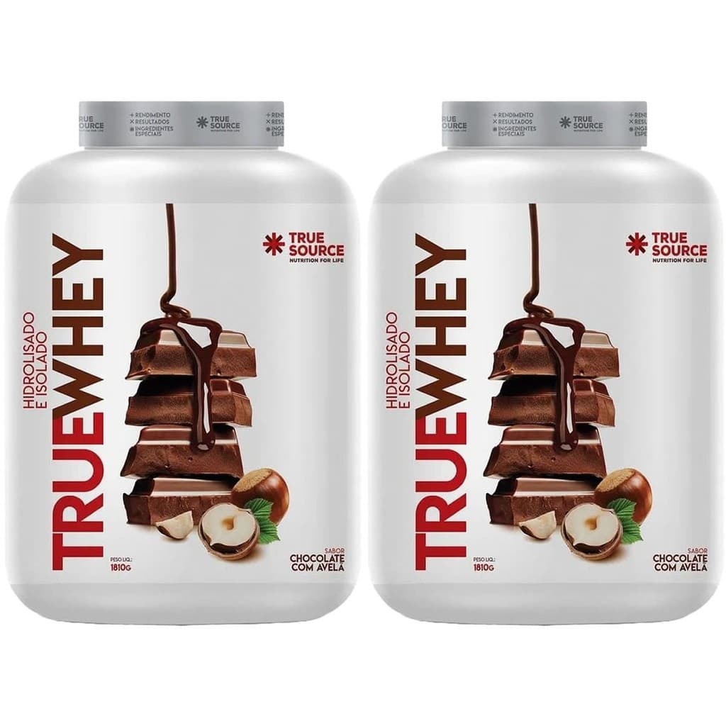 Kit 2X True Whey Protein Hidrolisado e Isolado - 1810g Chocolate Com Avelã - True Source