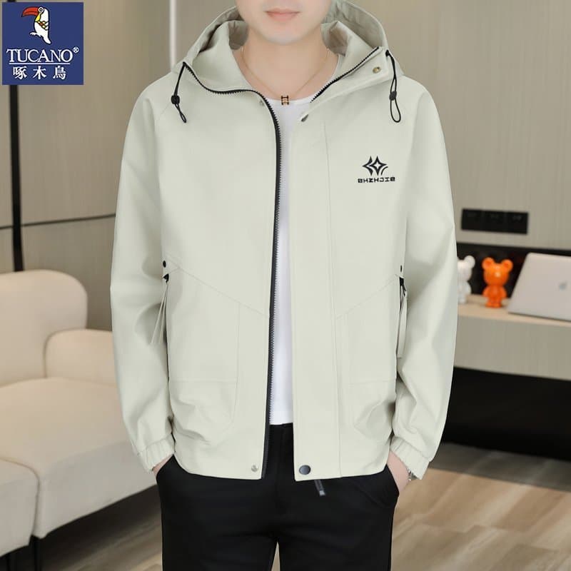 Woodpecker 2026 novo estilo primavera outono jaqueta masculina com capuz versão coreana jaqueta Casual solta jaqueta de 