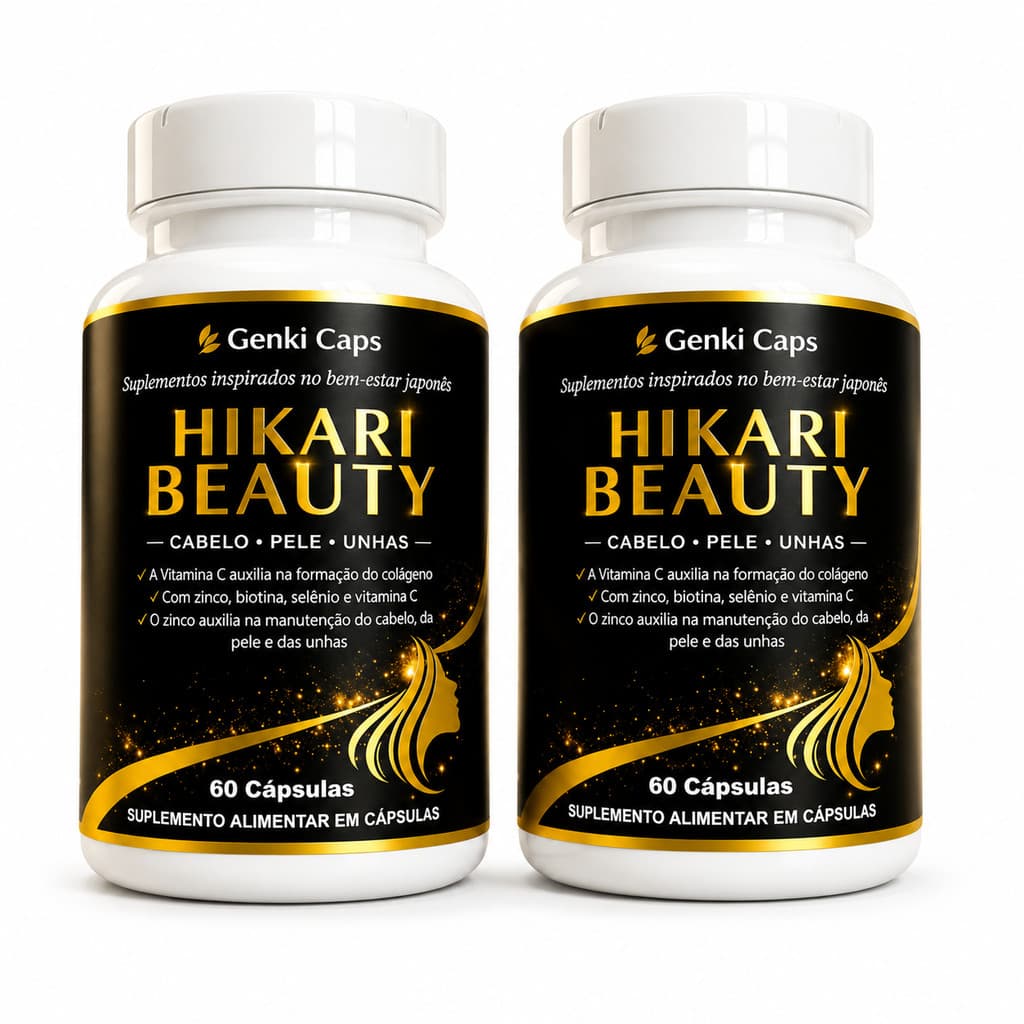 Biotina Queda De Cabelo Suplemento Capilar Vitamina Unhas Pele Hikari Beauty 60 Cápsulas Vitamina C Colágeno