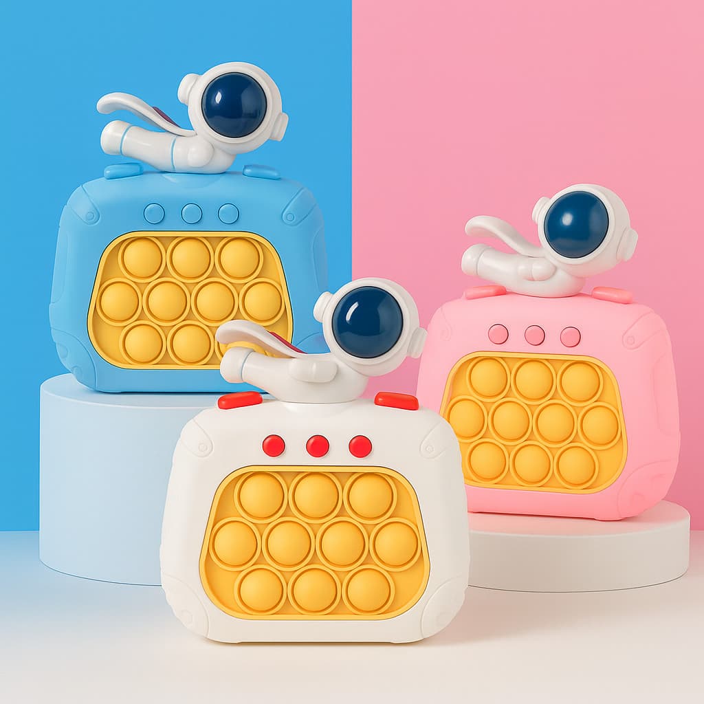 Brinquedo Pop It Eletrônico Astronauta Anti Stress Educativo Portátil Interativo Adultos e Crianças