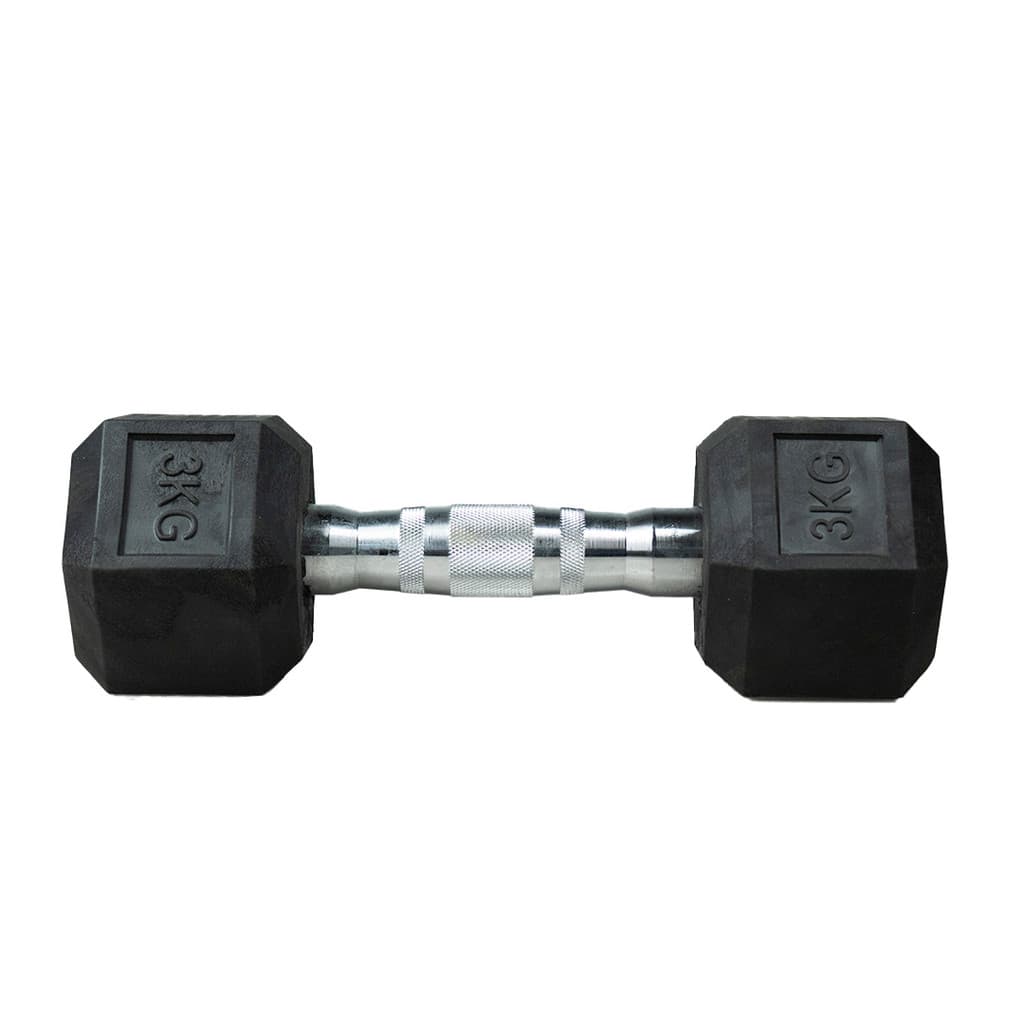 Halter 3kg Emborrachado Sextavado Cromado Dumpbell Academia