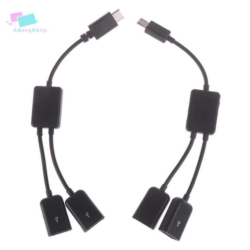 Abongbanghn Micro USB/Tipo C Para 2 OTG Porta Dupla HUB Cabo Y Divisor tablet PC Android Adaptador Conversor