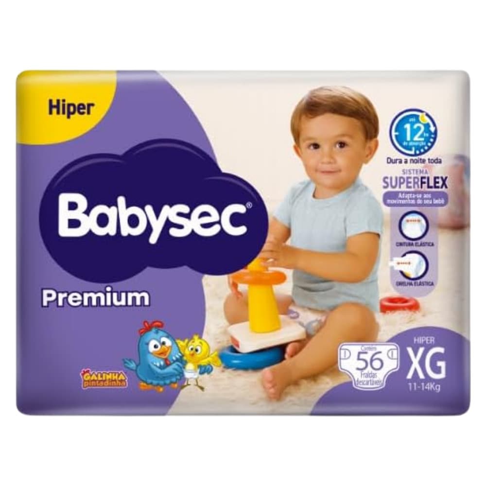 Fralda BabySec Premium Galinha Pintadinha Hiper XG c/56un – Conforto e Proteção