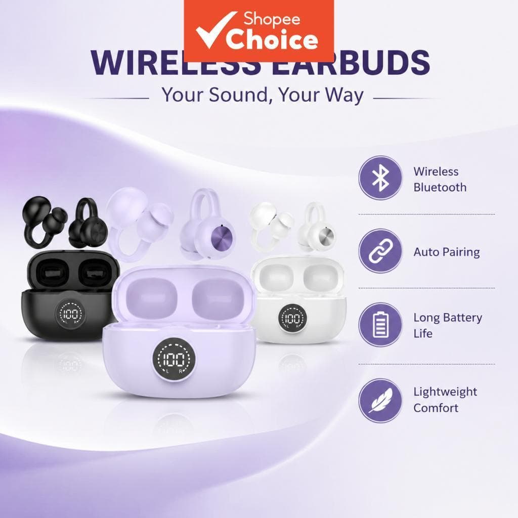 Fones de ouvido K70 com clipe de orelha, fones Bluetooth, estilo básico e simples, fones abertos, combinam com tudo,