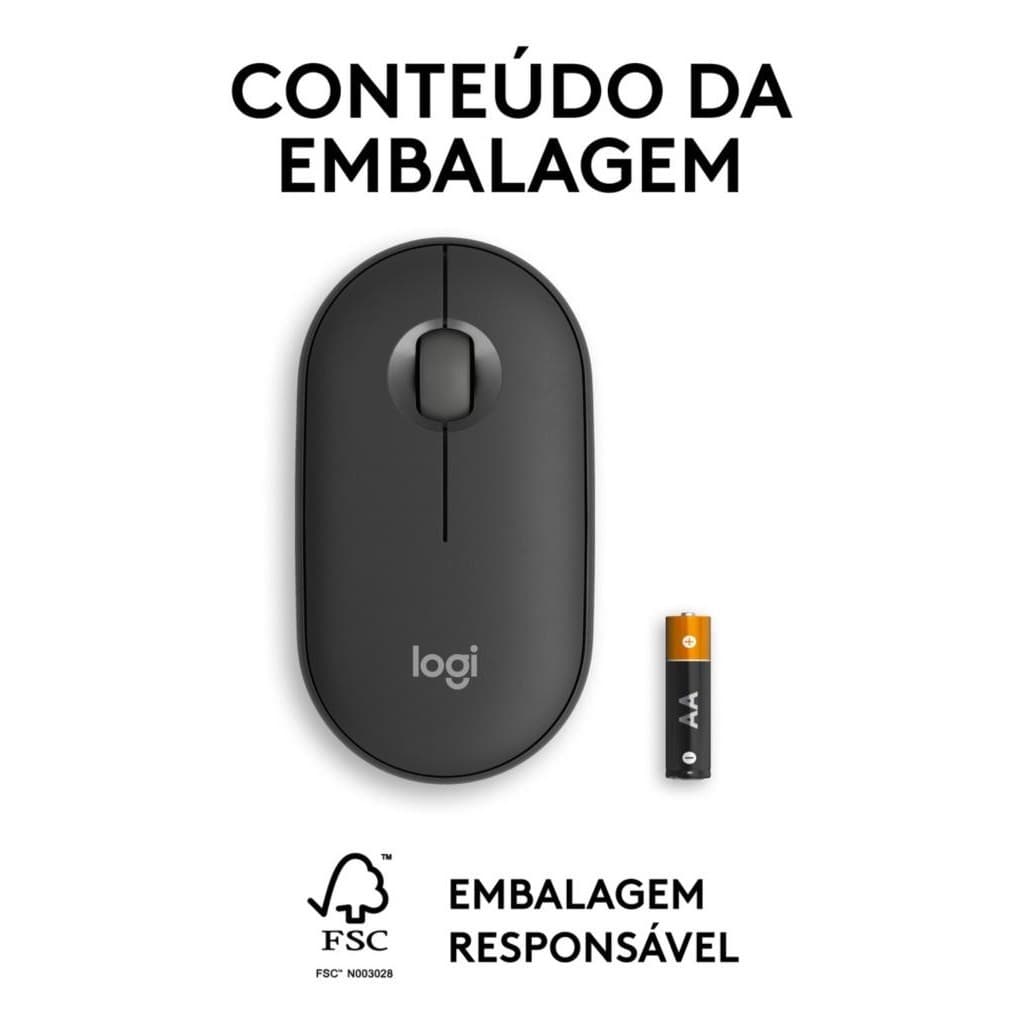 Mouse Sem Fio Bluetooth Original Logitech Pebble Mouse 2 M350s Preto Silent Touch