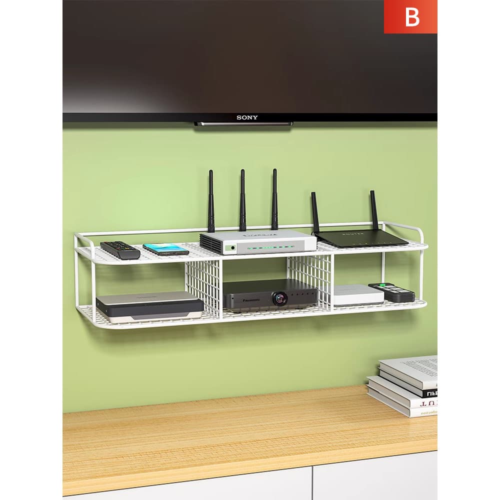 Rack de parede roteador caixa de armazenamento Set-Top box TV fixado na parede prateleira luz gato suporte sem fio