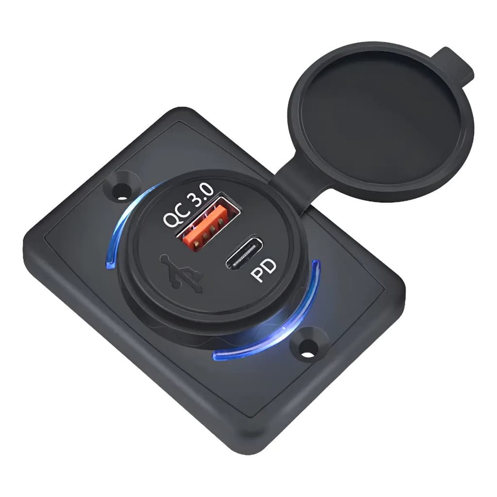 Adaptador Tomada Carregador Veicular USB E Tipo C 12v 24v