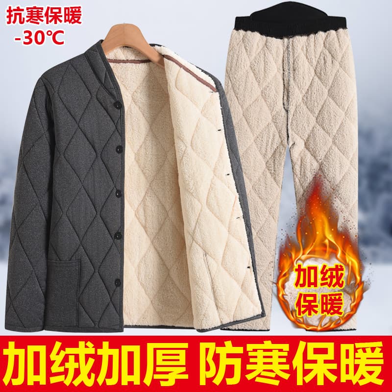 Inverno de meia-idade idosos velo acolchoado jaqueta acolchoada jaqueta masculina cordeiro velo acolchoado jaqueta pai s