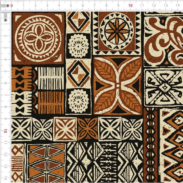 Tecido Tricoline Estampado Digital Tribal Havaiano Patchwork Costura Ateliê Pano DIY Artesanato