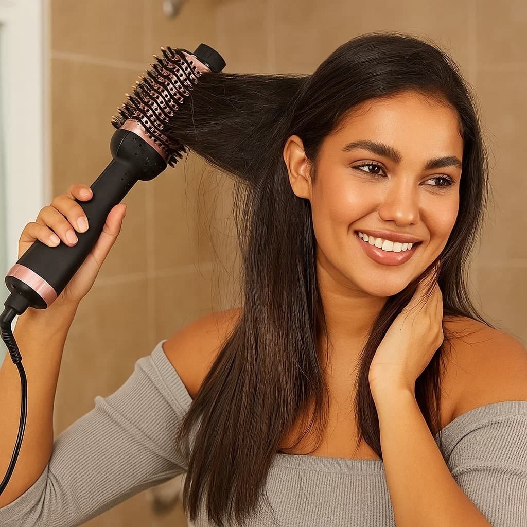 Escova Secadora Cabelo Modeladora Volume Profissional Bivolt Alisadora Quente Secagem Ondular