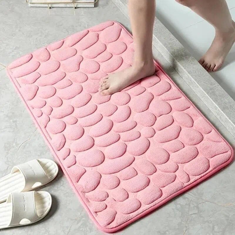 1 peça de tapete de veludo texturizado em espuma de memória para banheiro e sala de estar, tapete antiderrapante com pad