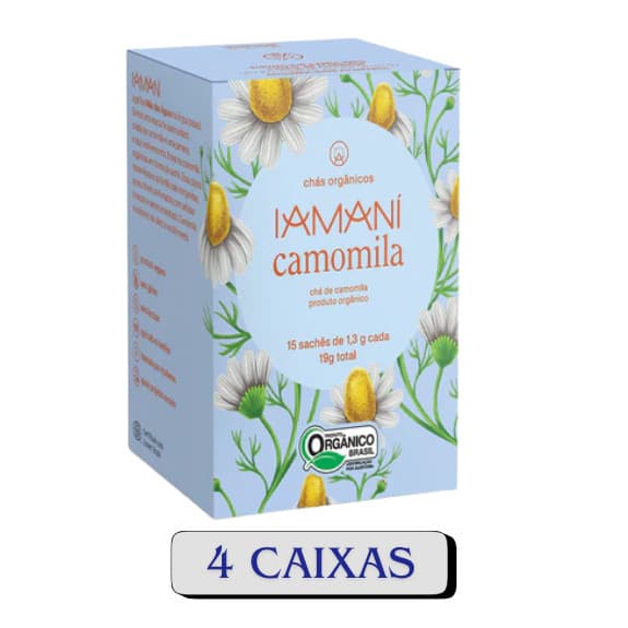 Chá Orgânico Camomila 4 Caixas - Iamaní 15 Sachês