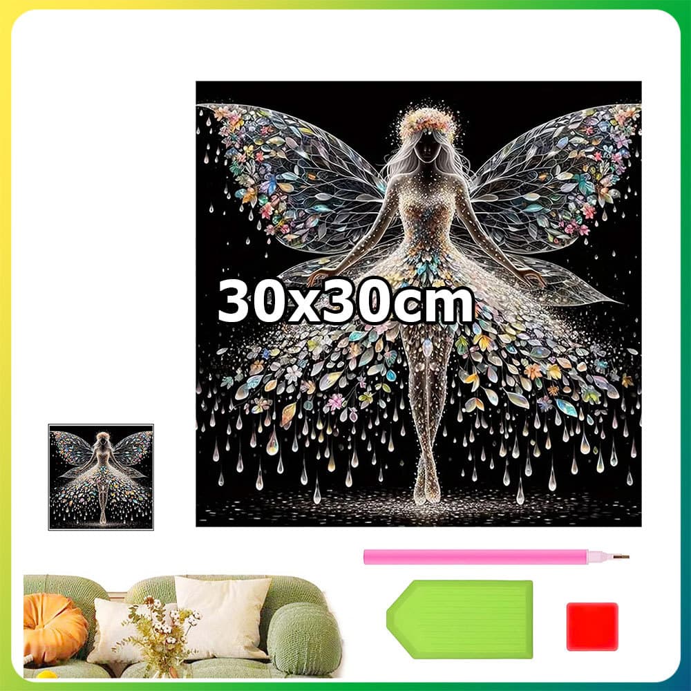 30x30cm flor de vidro fada quadrado pintura diamante DIY pintura artesanal 5D diamante ponto pintura decoração para casa