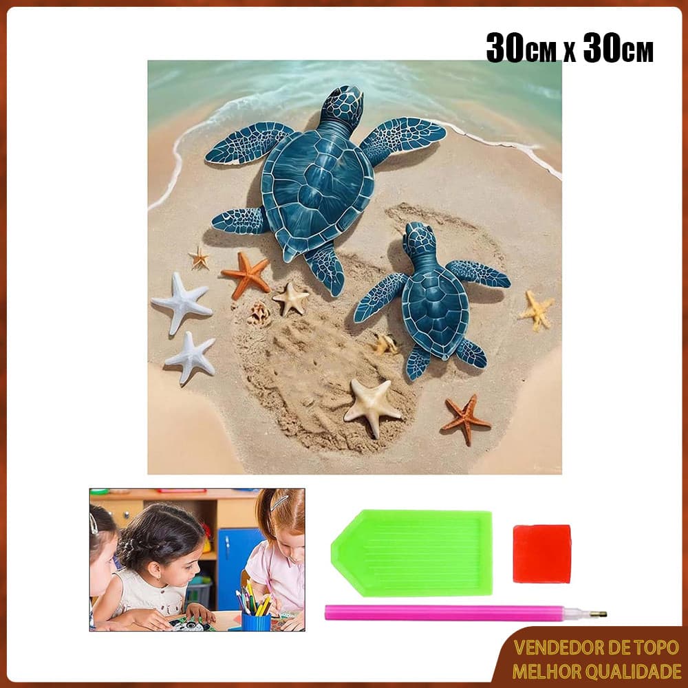 Conjunto de pintura diamante redondo 5D tartaruga marinha DIY ponto pintura diamante 30x30cm pintura decorativa